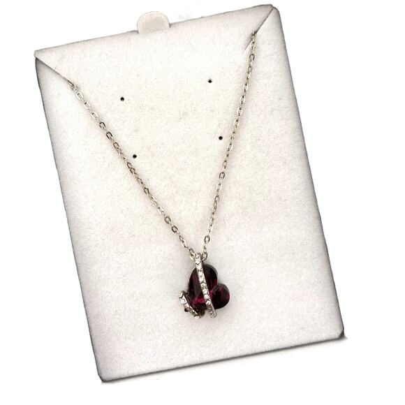 Sophisticated Style Swarovski Heart Necklace Purple Pendant Crystal Rope 18" - Picture 6 of 9